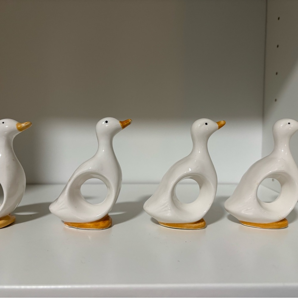 Vintage 1983 Ron Gordon Duck Geese Napkin Rings Holder